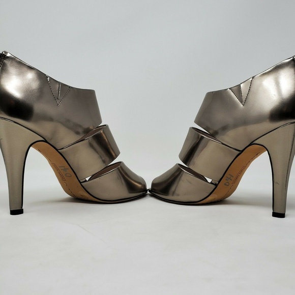 Vince Camuto Karmi Peep Toe Silver Leather Booties - Picture 7 of 11